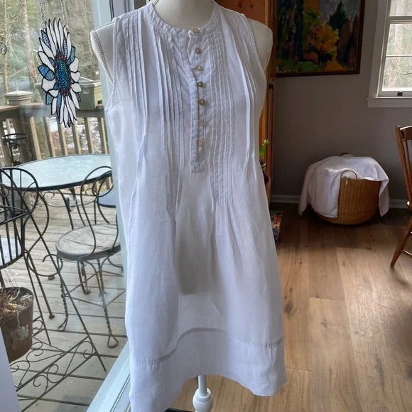 Quince White Button-Front Mini Dress - Picture 6 of 11